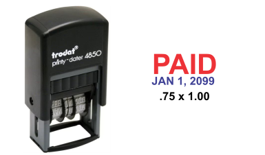 Trodat Printy 4850 Date Stamp – Pocket Sized Self-Inking Stamp with Paid Message