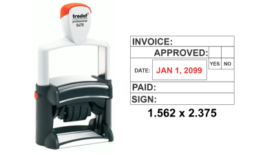 Trodat Professional 5470.  self-inking rectangular stamp with adjustable date.