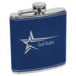 Leather Blue/Silver Flask