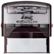 Eco-friendly PET-846 Self-Inking Stamp made from recycled water bottles. Customize up to 6 lines of text. Order now from CalStamp!
