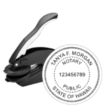 Get a high-quality, customized HI Notary Embosser Seal Stamp with a 1 5/8" raised image. Personalize your notary seal now at CalStamp! Order today!