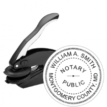 Get a high-quality MD Notary Embosser Seal, customized with your notary info. Create a 1 5/8" raised impression on paper. Order your personalized notary seal now!