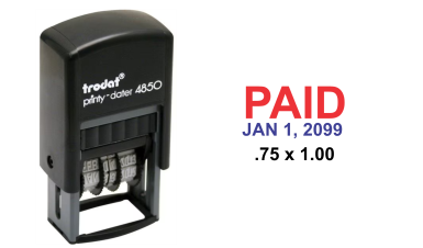 Trodat Printy 4850 Date Stamp – Pocket Sized Self-Inking Stamp with Paid Message