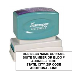 Get your 5 Line Address Stamp from CalStamp! Pre-Inked, large impression size 15/16" x 2-13/16". Perfect for clear, professional addresses. Order now!