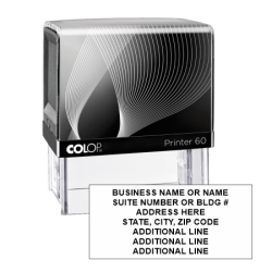 Get your eco-friendly 7 Line Address Stamp from CalStamp! Self-inking, durable, and perfect for all your mailing needs. Order now for fast shipping!