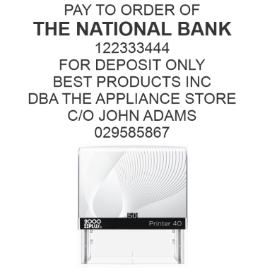 Get the most popular 8-line self-inking endorsement stamp for bank checks at CalStamp. Perfect for deposits! Order now for fast, reliable service.