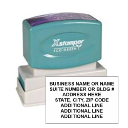 Get your 8 Line Pre-Inked Address Stamp from CalStamp! Perfect for clear, crisp impressions every time. Order now and streamline your mailing process!