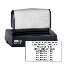 Get the 9 Line Address Stamp EOS-115 from CalStamp! Pre-inked for crisp impressions, size 2-3/8in x 3-1/8in. Order now for fast, reliable stamping!