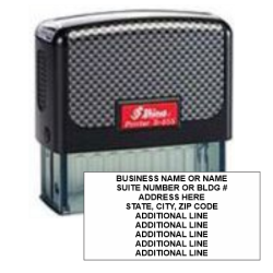 Get organized with the Shiny-857 9 Line Address Stamp from CalStamp. Perfect for quick, clear impressions. Order now and streamline your mailing process!