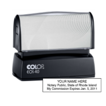 Get your RI Notary Colop Pre-Inked Stamp customized with your notary info. High-quality and durable. Order now from CalStamp!