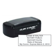 Get your GA Notary Slim Pre-inked Stamp customized with your notary info. Order now from CalStamp for a high-quality, durable notary stamp. Customize yours today!