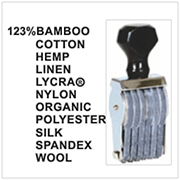 Customize your fabric labels with CalStamp's Fabric Stamp! Easily change fabric percentages and names. Perfect for all your textile needs. Order now!
