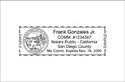 Order your CA Notary Seal Rubberstamp from CalStamp! Mail your original certificate to us, and we'll start manufacturing with a faxed or uploaded copy. Fast, compliant service!