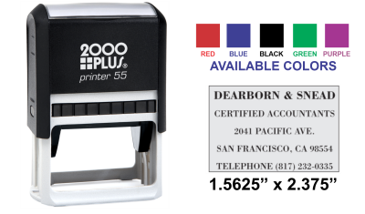 Get the Colop-55 Printer Self-Inking Stamp with a 1-3/8in. x 2-3/8in. impression size. Perfect for your stamping needs. Order now at CalStamp!