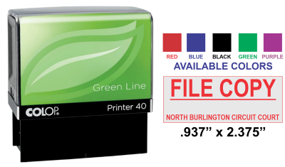 Eco-friendly Colop 40 Printer Green Line Self-Inking Stamp. Impression size: 15/16in. x 2-3/8in. Shop now at CalStamp for quality and sustainability!