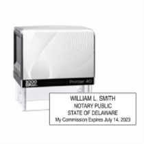 Get your DE Notary Self-Inking Printer Notary Stamp customized with your notary info. Order now from CalStamp for a high-quality, personalized notary stamp!