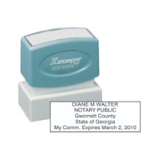 Get your GA Notary X-Stamper Pre-Inked Stamp customized with your notary info. High-quality, rectangular notary stamp. Order now at CalStamp!