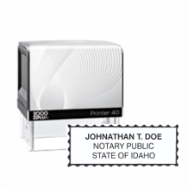 Get your customized ID Notary Self-Inking Printer Stamp at CalStamp. High-quality, rectangular notary stamp tailored with your info. Order now for fast, reliable service!