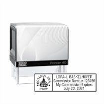 Get your customized IA Notary Self-Inking Printer Stamp from CalStamp. High-quality, rectangular notary stamp personalized with your info. Order now!