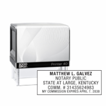 Get your KY Notary Self Inking Printer 40 Stamp! Customize with your notary info for a professional touch. Order now from CalStamp for fast, reliable service.