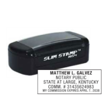 Get your KY Notary Slim Pre-Inked Stamp customized with your notary info. High-quality and durable. Order now from CalStamp for fast, reliable service!