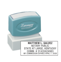 Get your KY Notary X-Stamper Pre-Inked Stamp customized with your notary info. High-quality, rectangular notary stamp. Order now at CalStamp!