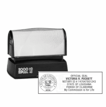 Get your customized LA Notary Colop Pre-Inked Stamp from CalStamp. High-quality, rectangular notary stamp personalized with your info. Order now!