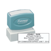 Get your customized MD Notary X-Stamper Pre-Inked Stamp from CalStamp. High-quality, rectangular notary stamp personalized with your info. Order now!