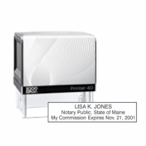 Get your customized ME Notary Self-Inking Printer Stamp from CalStamp. High-quality, rectangular notary stamp personalized with your info. Order now!