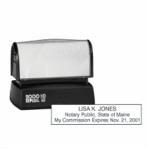 Get your custom ME Notary Colop Pre-Inked Stamp from CalStamp. High-quality, rectangular notary stamp personalized with your info. Order now for fast, reliable service!