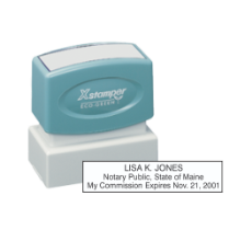 Get your customized ME Notary X-Stamper Pre-Inked Stamp from CalStamp. High-quality, rectangular notary stamp tailored with your info. Order now!