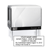 Get a high-quality MI Notary Self-Inking Printer Stamp customized with your notary info. Order now from CalStamp and ensure your documents are always properly notarized!