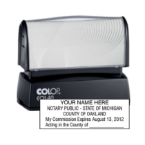 Get your MI Notary Colop Pre-Inked Stamp customized with your notary info. High-quality and durable. Order now from CalStamp and ensure professional notarizations!