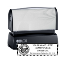 Get your high-quality MN Notary Colop Pre-Inked Stamp with a serrated border. Customize with your notary info. Order now from CalStamp!