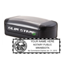 Get your MN Notary Slim Pre-Inked Stamp with serrated border, customized with your notary info. Order now for a quality, personalized notary stamp from CalStamp!