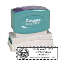 Get your MN Notary X-Stamper Pre-Inked Stamp with serrated border. Customize with your notary info. Order now for a quality, personalized notary stamp!