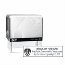 Get your customized MA Notary Self-Inking Printer Stamp with black ink. High-quality and personalized with your notary info. Order now at CalStamp!