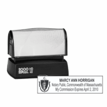 Get your MA Notary Colop Pre-Inked Stamp with black ink, customized with your notary info. Order now from CalStamp for a quality, personalized notary stamp!