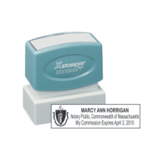 Get your MA Notary X-Stamper Pre-Inked Stamp with black ink, customized with your notary info. Order now at CalStamp for a quality, personalized notary stamp!
