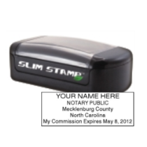 Get your NC Notary Slim Pre-Inked Stamp with custom notary info. High-quality, black ink only. Order now from CalStamp and ensure your documents are properly notarized!
