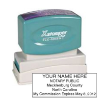 Get your NC Notary X-Stamper Pre-Inked Stamp with custom notary info. High-quality, black ink only. Order now from CalStamp!