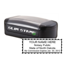 Order your customized ND Notary Slim Stamp today! High-quality, rectangular notary stamp with your info. Original certificate required. Fast, reliable service from CalStamp.