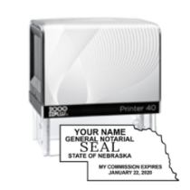 Get your Nebraska Notary State Outline Self-Inking Stamp customized with your notary info. Order now from CalStamp for a quality, personalized notary stamp!