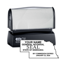 Get your Nebraska Notary Stamp with state outline, customized with your notary info. High-quality pre-inked stamp. Order now at CalStamp!