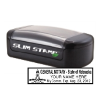 Get your customized NE Notary Slim Pre-Inked Stamp at CalStamp. High-quality, rectangular notary stamp tailored with your info. Order now for professional notary needs!