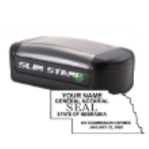 Get your customized Nebraska Notary State Outline Slim Pre-Inked Stamp from CalStamp. High-quality and personalized with your notary info. Order yours today!