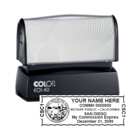 Get your CA Notary Colop Pre-Inked Stamp, customized with your notary info. Submit your original certificate. Order now at CalStamp!
