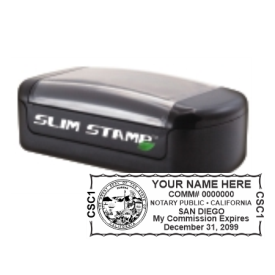 Get your CA Notary Slim Pre-Inked Stamp, customized with your notary info. Submit your original certificate. Order now at CalStamp!