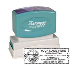 Get your CA Notary X-Stamper Pre-Inked Stamp, customized with your notary info. Submit your original certificate. Order now at CalStamp!
