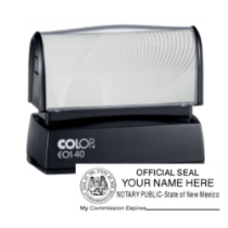 Get your high-quality, customized NM NotaryColop Pre-Inked Stamp. Order now and receive a sample image with your notary application. Perfect for all your notary needs!